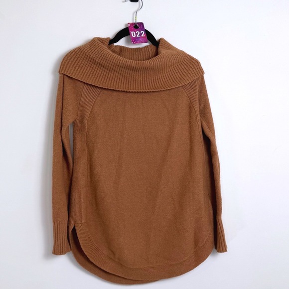 Anthropologie Moth Cozy Knit Cowl Neck Tunic Sweater Camel XS‎ Oversized Camel - Picture 2 of 6